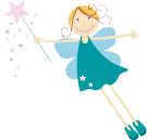 Logo der Gemeinschaftspraxis für Anästhesie mit fröhlicher Fee und Zauberstab, Praxis für Narkoseleistungen