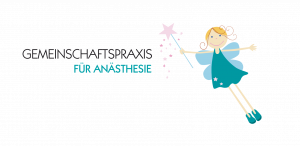 Logo der Gemeinschaftspraxis für Anästhesie mit fröhlicher Fee und Zauberstab, Praxis für Narkoseleistungen